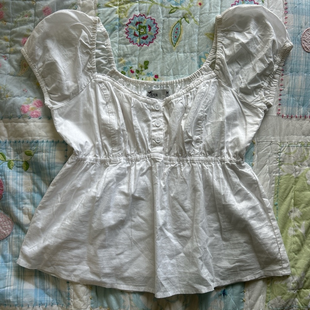 Hollister White Puff Sleeve Top